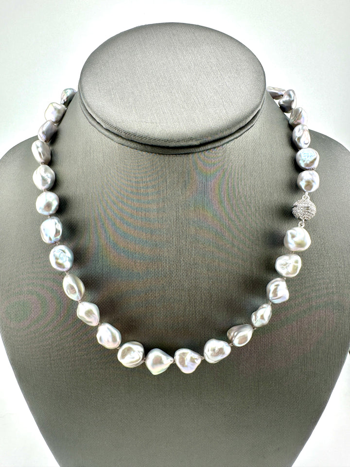 White Freshwater Fireball Pearl Necklace