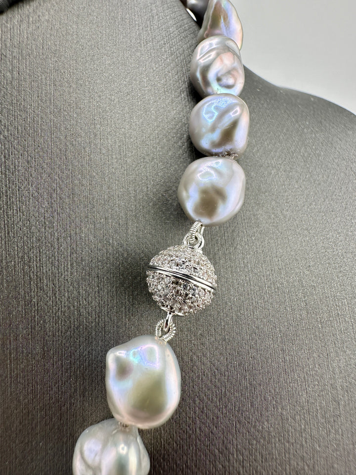 White Freshwater Fireball Pearl Necklace