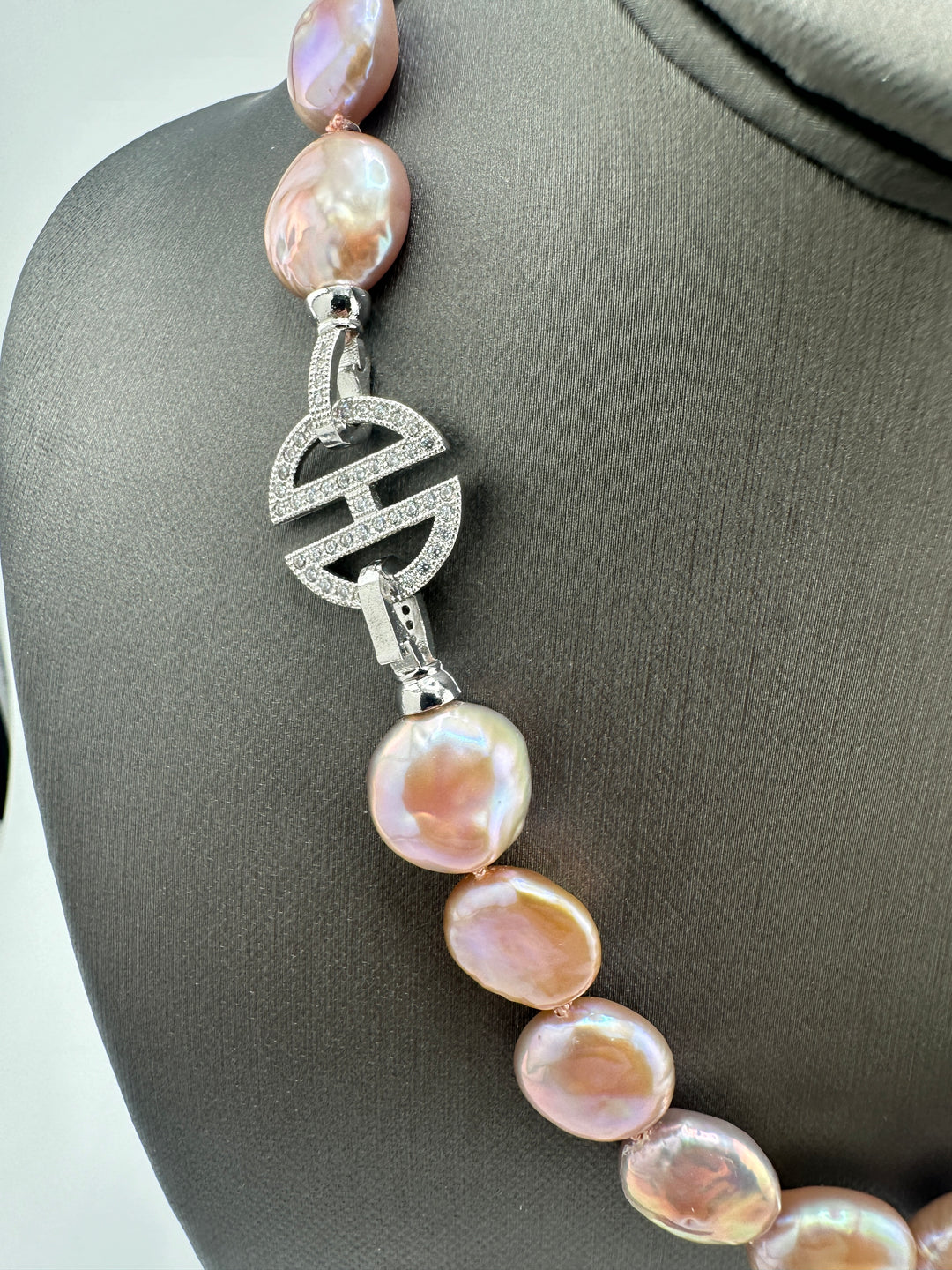 Peach / Lavender High Luster Coin pearl Necklace