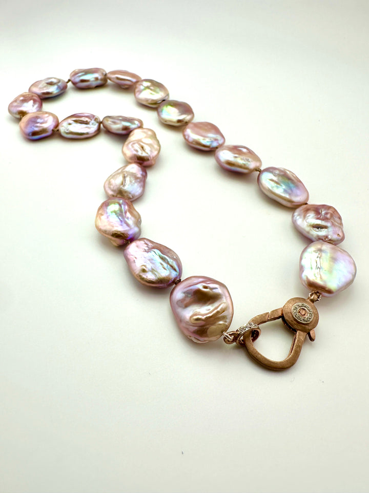 Purple Freshwater Coin Pearl Necklace