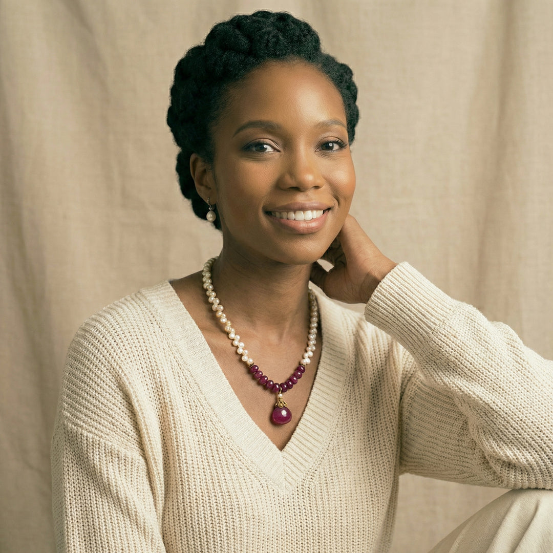 Freshwater Pearl Ruby Necklace