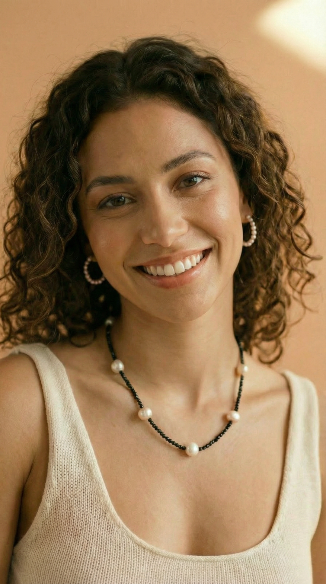 Black Spinel Freshwater Pearl Station Necklace