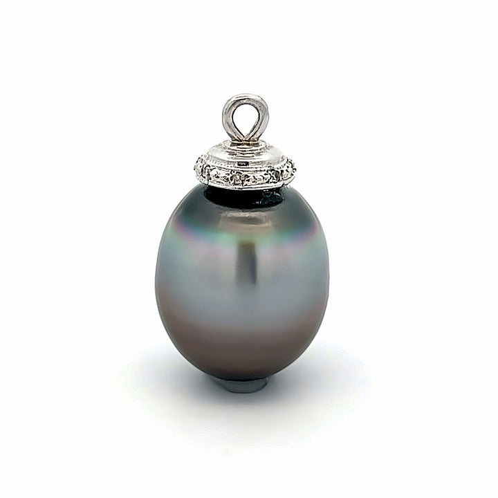 14k Diamond Tahitian Pearl Pendant