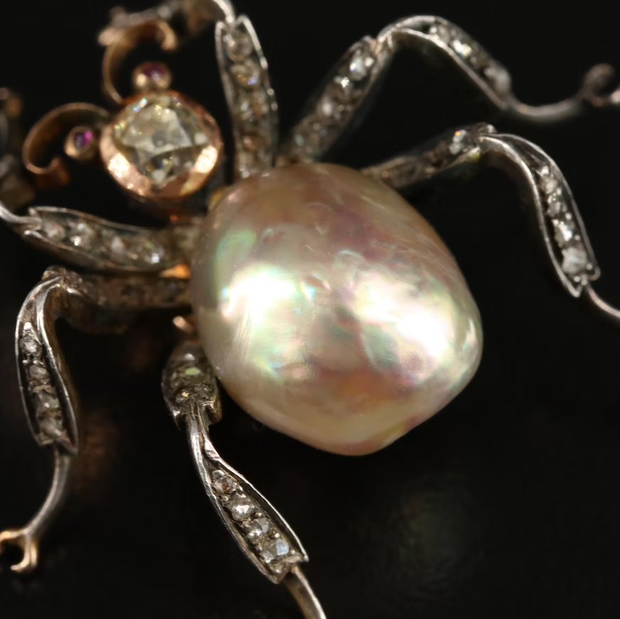 Antique 18k GIA Natural Pearl Insect