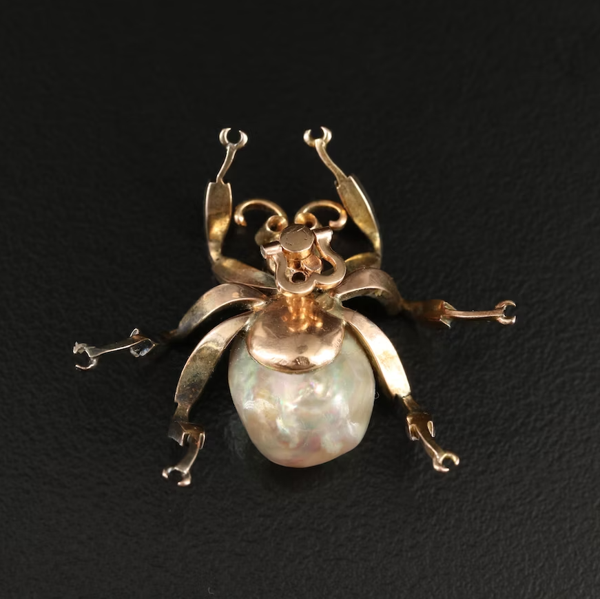 Antique 18k GIA Natural Pearl Insect