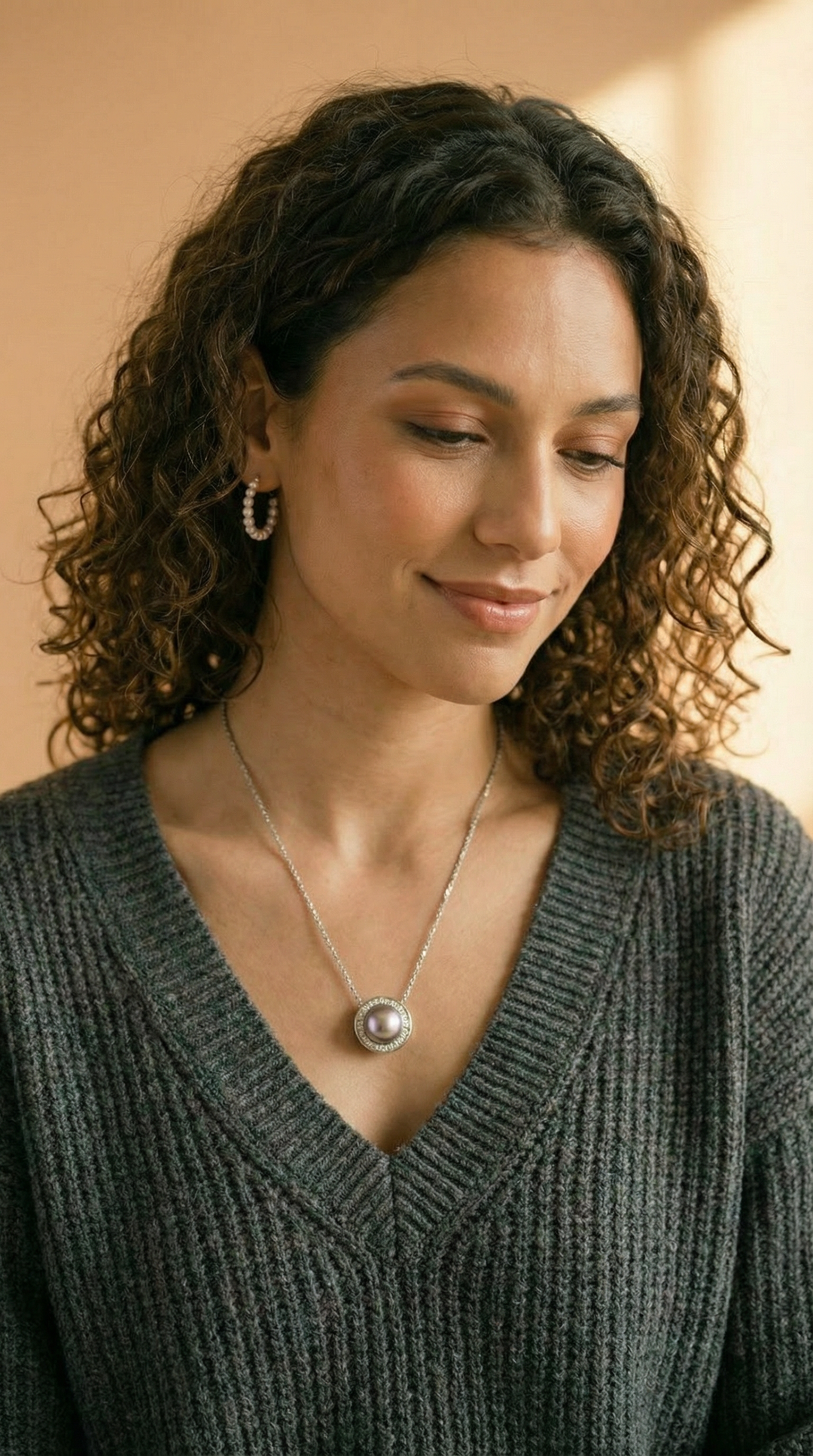 Tahitian Pearl in Silver with CZs