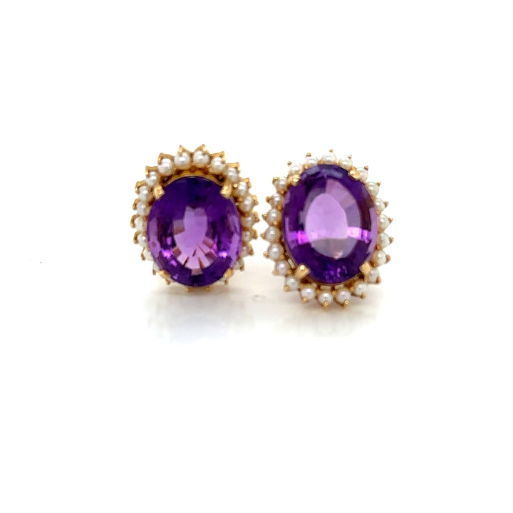 14k Amethyst Pearl Earrings