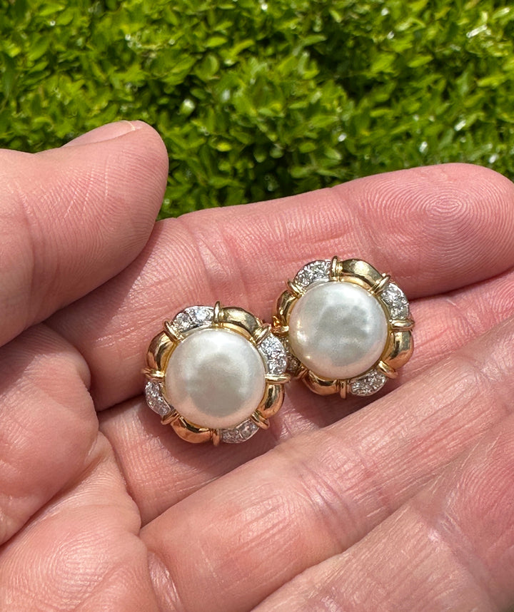 Mabe Pearl Diamond Earrings