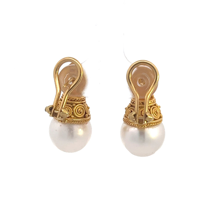 22k Ruby South Seas Pearl Earrings