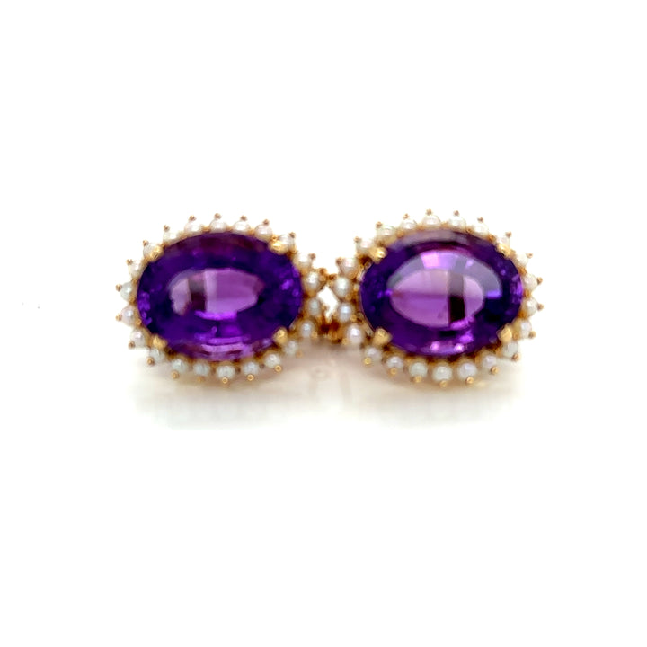 14k Amethyst Pearl Earrings