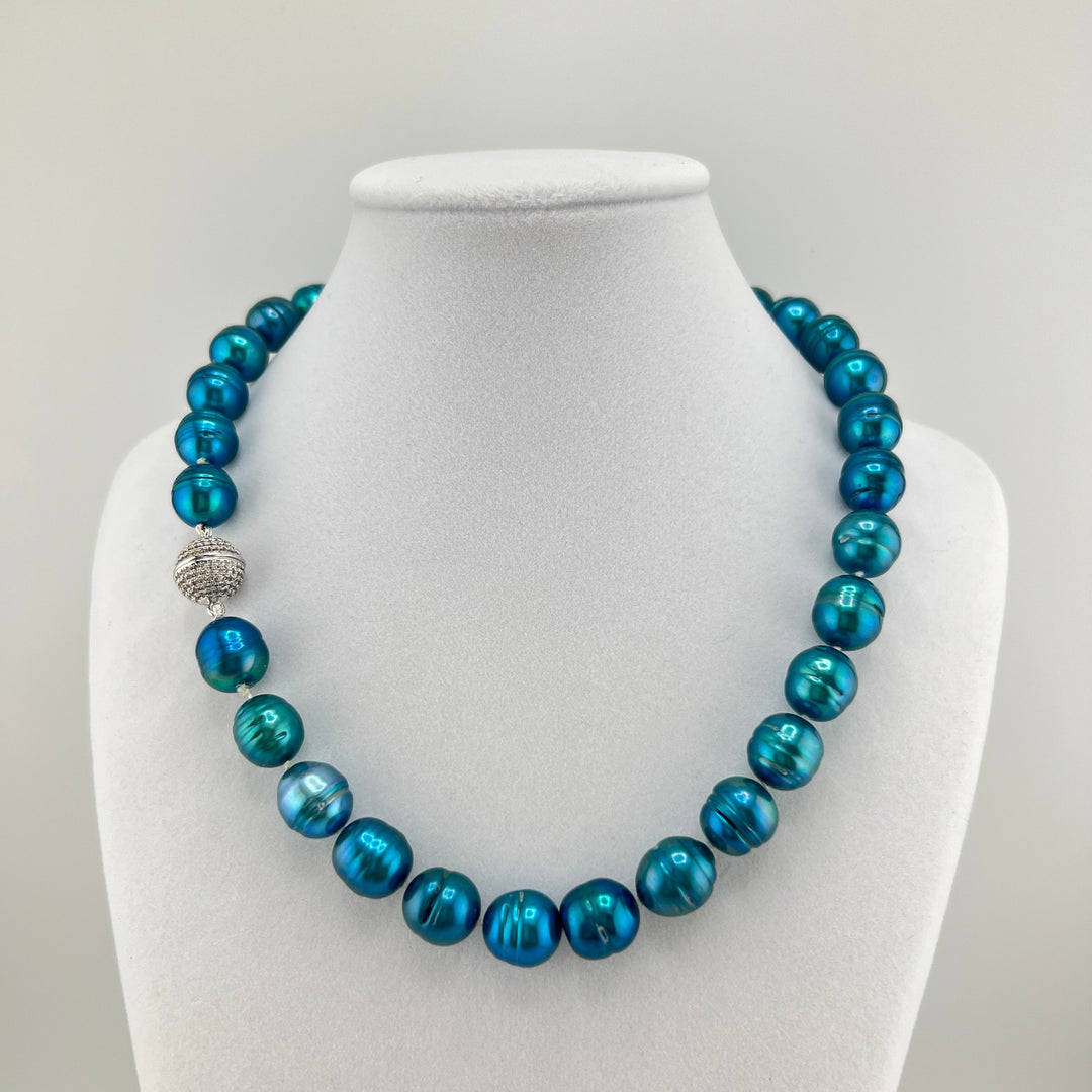 Teal Freshwater Pearl Necklace