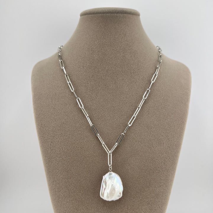 Pearl Paperclip Necklace