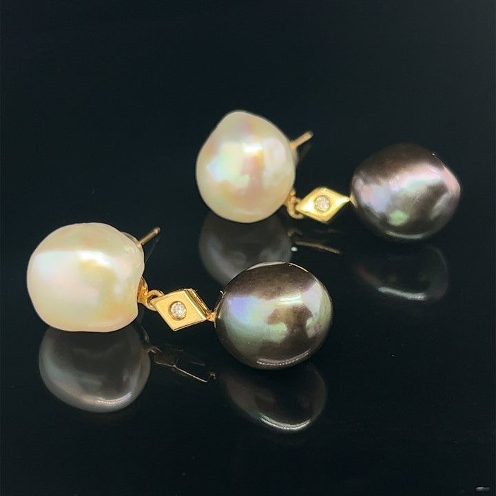 14k South Seas Diamond Pearl Earrings