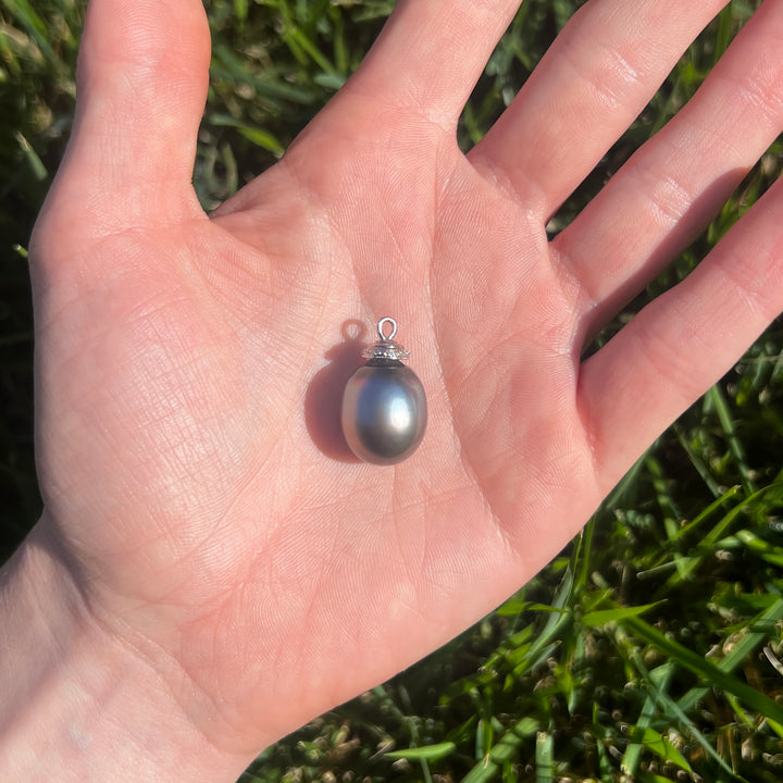 14k Diamond Tahitian Pearl Pendant