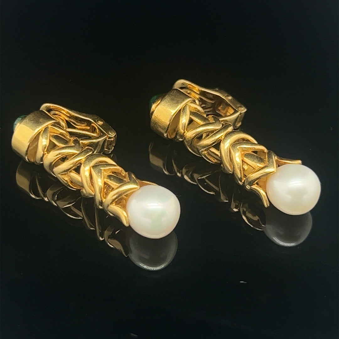 18k South Sea Emerald Earrings