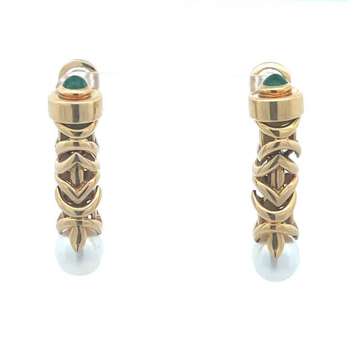 18k South Sea Emerald Earrings