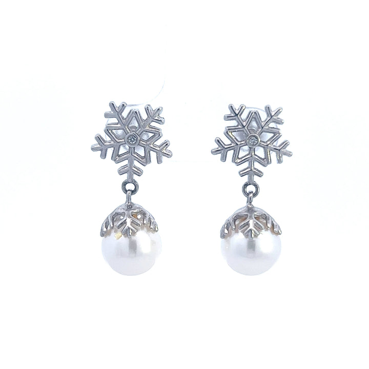 Freshwater Pearl Snowflake Earrings