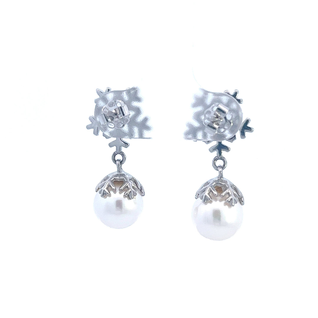 Freshwater Pearl Snowflake Earrings