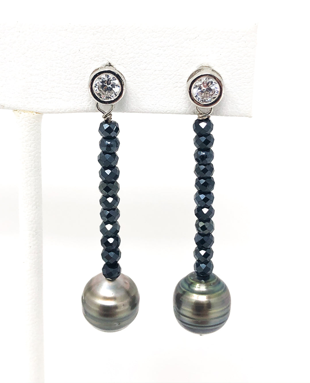 Tahitian Pearl and Spinel Earrings