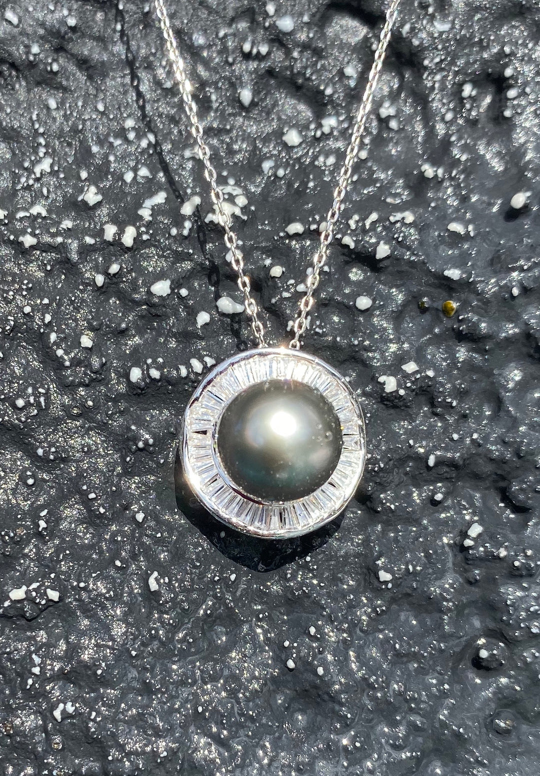 Tahitian Pearl in Silver with CZs